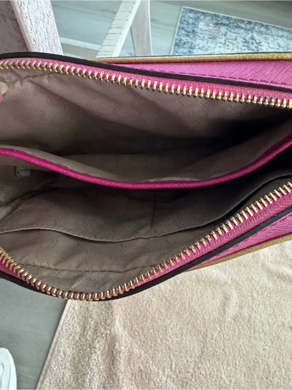 Michael Kors hot pink Crossbody with Gold Chain